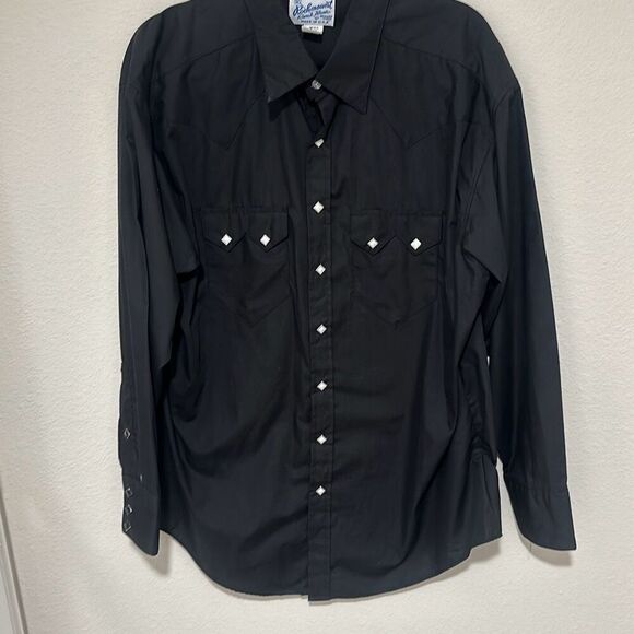 Vintage 70's Rock Mount Tru West Mens Black Long Sleeve Button Up Shirt Size XXL - Picture 1 of 5